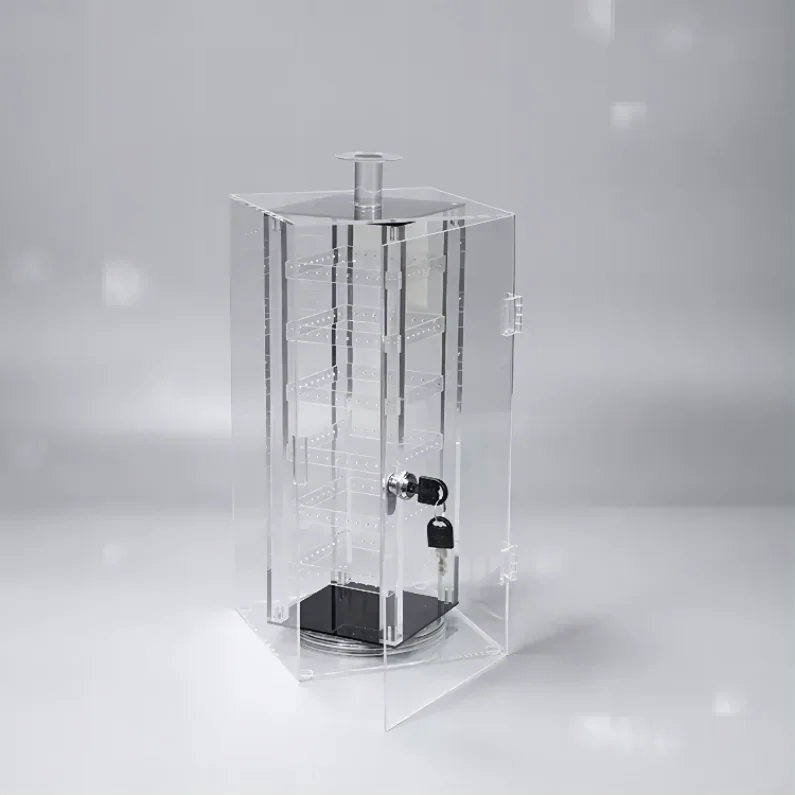 Пользовательский акриловый выставочный стенд с замком, вращающийся выставочный стенд