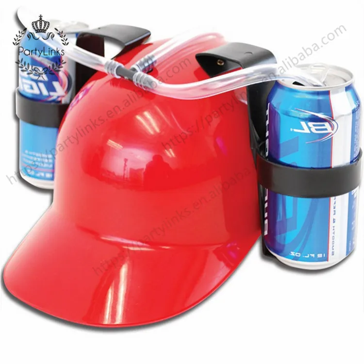 Beverage Helmet Drinking Beer cola Coke Soda Miner Hat Lazy lounged Straw Cap Birthday Party Cool Unique Toy Prop Holder Guzzler