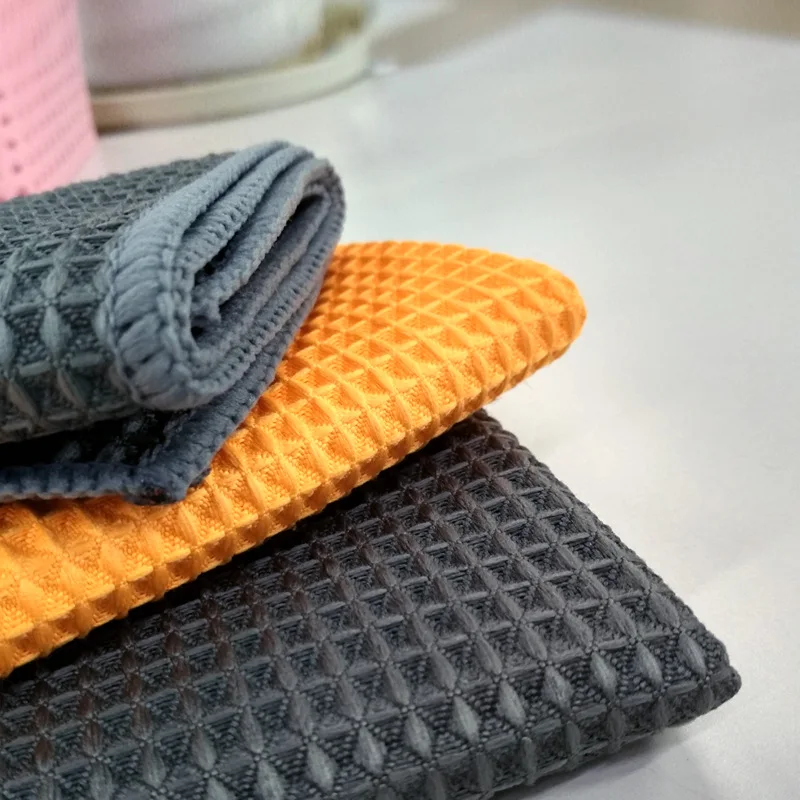 Car Wash Towel Glass Cleaning Water Drying Microfiber Window Clean Wipe Auto Detailing Waffle Weave for Kitchen Bath 40*40cm