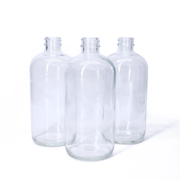 16oz Glass Clear  Essential Oil Bottle  And 30 ml 50ml 100ml 500ml Glass Massage Pipette Refillable Dropper Bottle