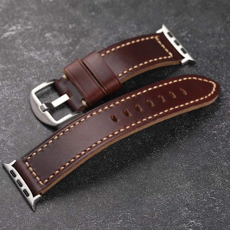 Натуральный Chromexcel роскошный кожаный ремешок Смарт-часы высокого качества horween для часов 20/22/24/26 мм Panerai