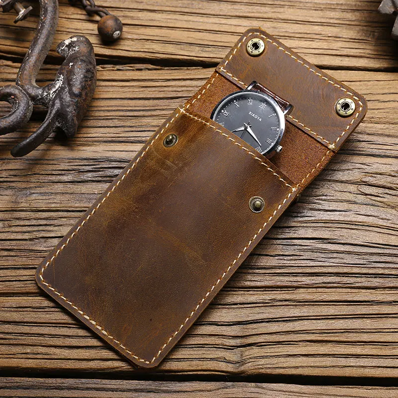 Custom luxury brown velvet leather travel watch pouch watch case