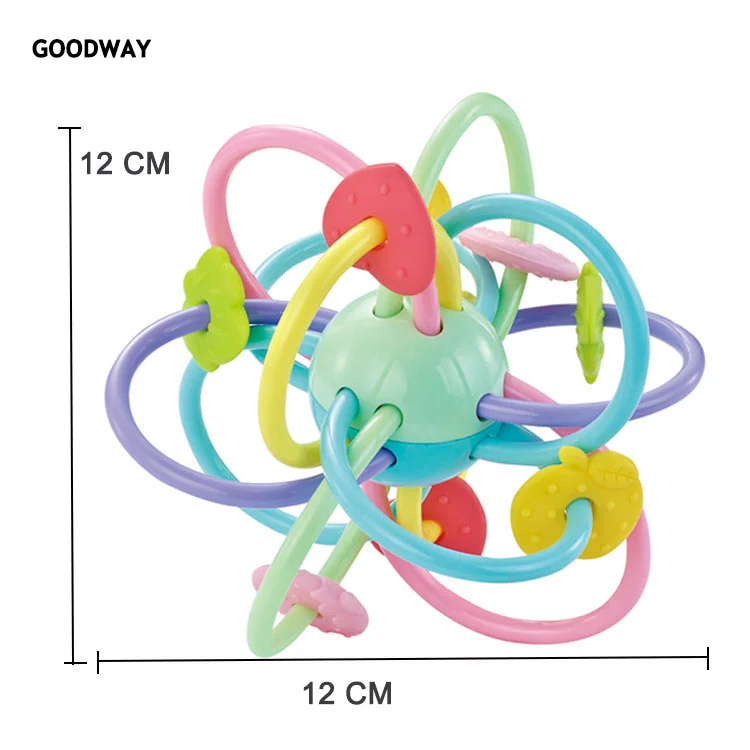High Quality Non-toxic Baby Growing Colorful Rattle Baby Soft Flexible Smooth Silicone Teether Ball For Infant Boys Girls