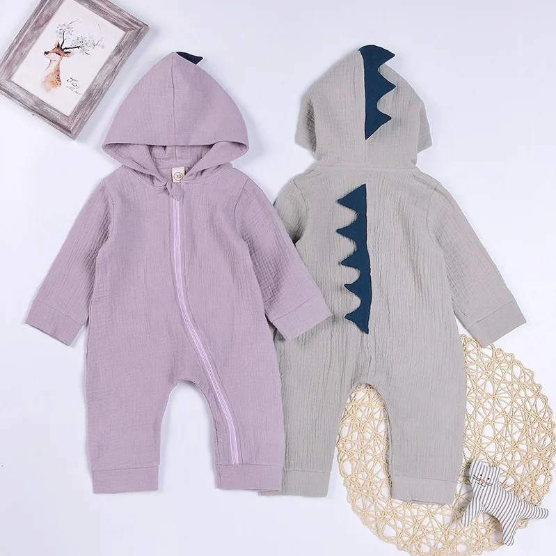 Wholesale Long Sleeve Baby Boy Dinosaurs  Design  Romper With Feet