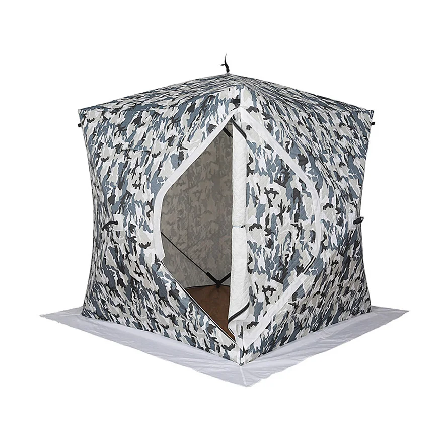 Outdoor camping Double layer plus cotton thickening cold snow Quickly open camouflage Winter Ice fishing tent