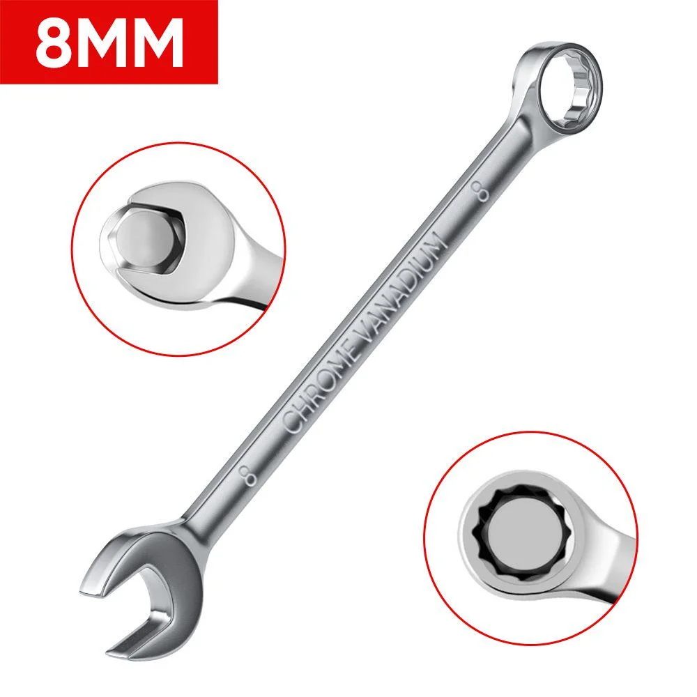 Mitsushi Heavy Duty Dual Combination Open Gear Spanner Hardness Steel Torque Wrench Chrome Finish Strong Adjustable DIY Metric