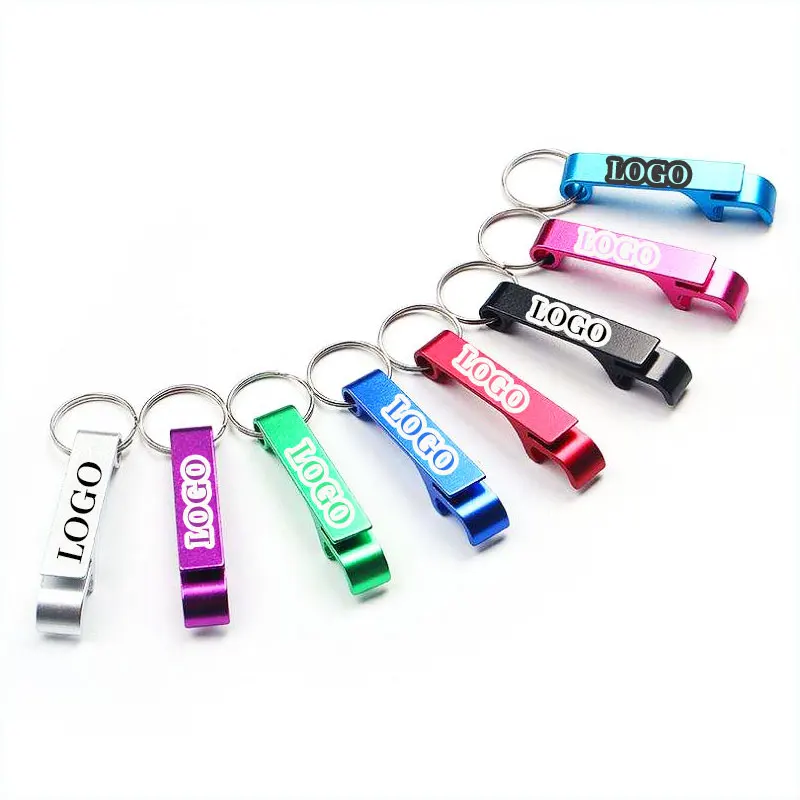 TM375 Custom Laser Logo Beer Bottle Tin Opener Metal Stainless Steel Can Wine Opener For Bar Hotel Advertising Gifts Key Chain