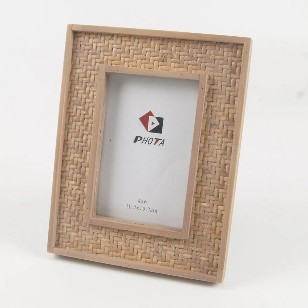 Hot sale customized size 4x6/5x7/8x10/11x14 wooden rattan photo frame