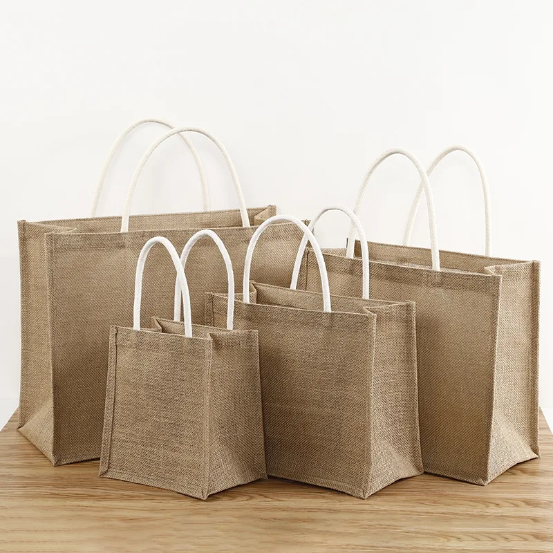 Spot blank Wholesale high quality custom Eco-Friendly portable multifunctional jute tote shopping bags