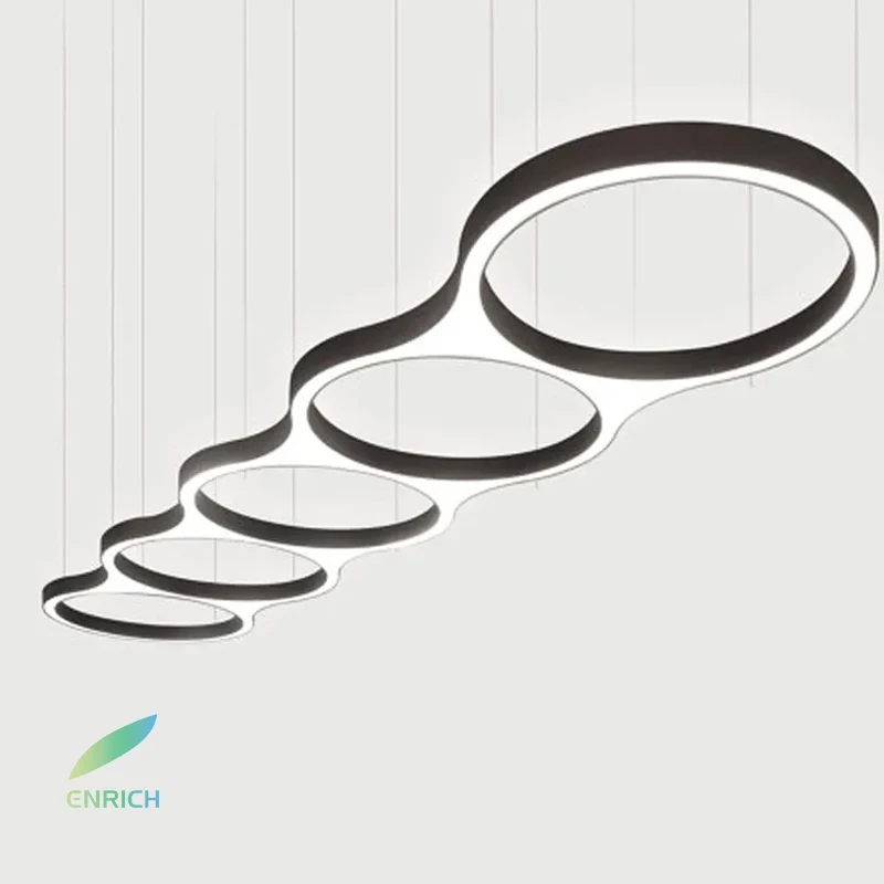 Modern Chandelier Star Cluster Acoustic Curved LED Chandelier DALI Dimming for Office Studio Fitness Center