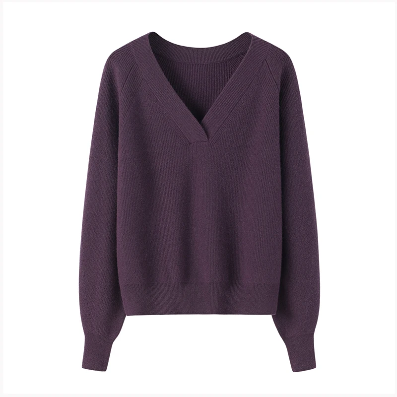 GUOOU autumn new arrival casual oversize v-neck long sleeve winter sweater women