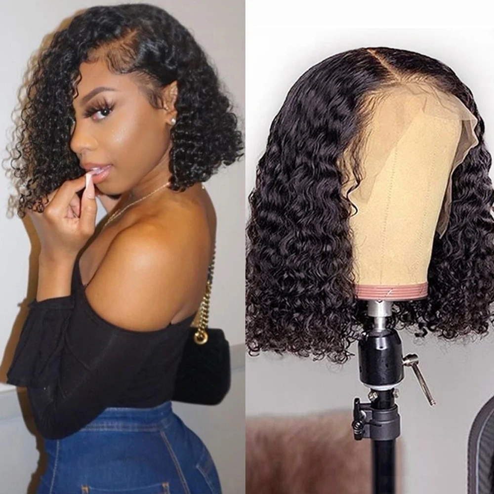 
 Парики на сетке 13x4, бразильские Кудрявые Волнистые человеческие волосы без повреждений, естественный цвет, парики на сетке с глубокой частью для чернокожих женщин  