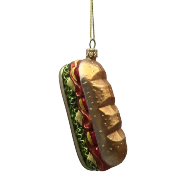 Personalized Designs Christmas Glass Blown Ornaments Cute Hand Made Figurines Tree Decoration Burger Fries ornament