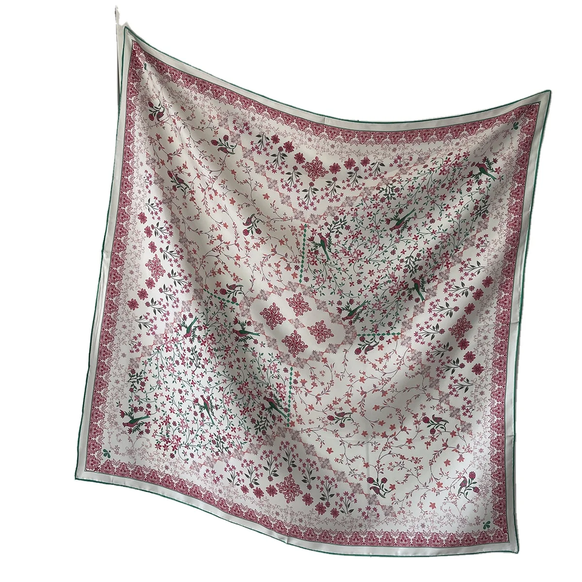 Wholesale 14MM Pure Silk Floral Printing Square Scarf Foulard Hijab Bandanas for Women