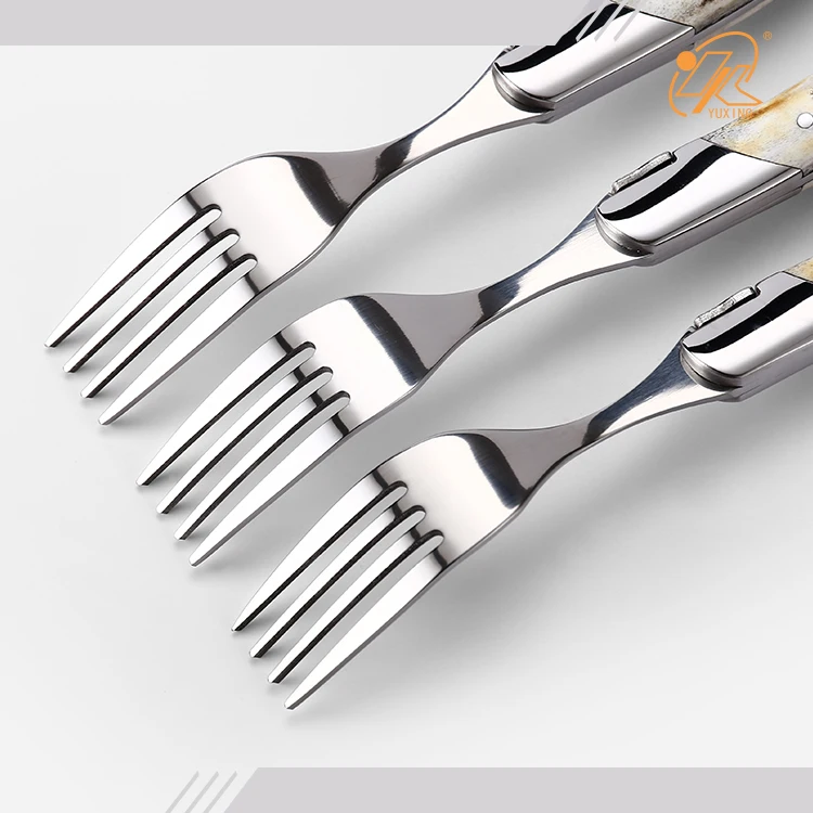 Luxury cutlery set royal use  forks and  knives with real antler handles laguiole horn cutlery kit