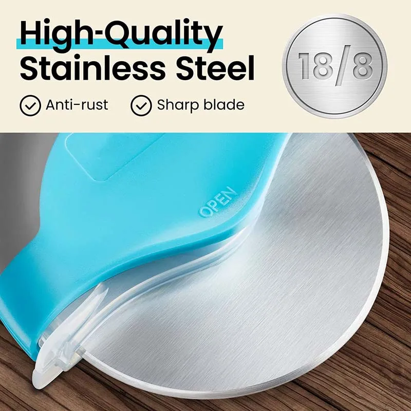 Premium Super Sharp Stainless Steel Pizza Tools Easy to Cleaning Pizza Silicer Rolling Cutter