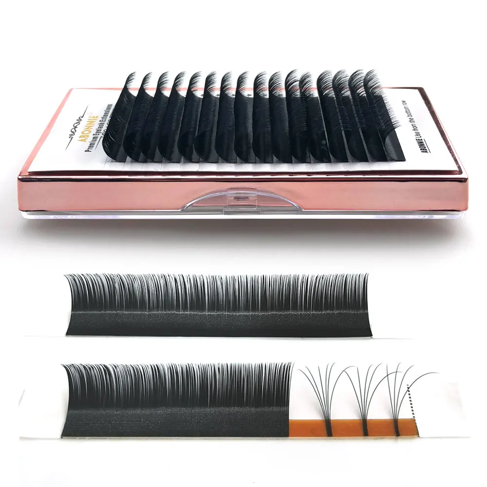 Top korean PBT fibers synthetic eyelashes One Second Rapid Blooming 8-17mm easy fanning volume eyelash extensions