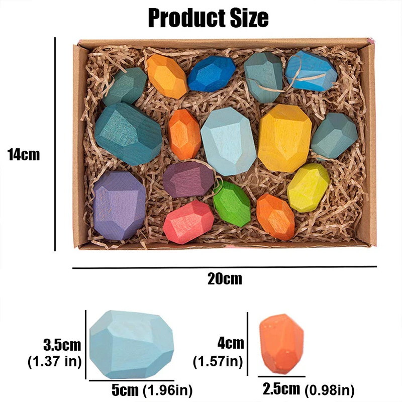 CPC Kids Wooden Flat Montessori Balanced Building Stones Classic Wooden Stacking Blocks Toy