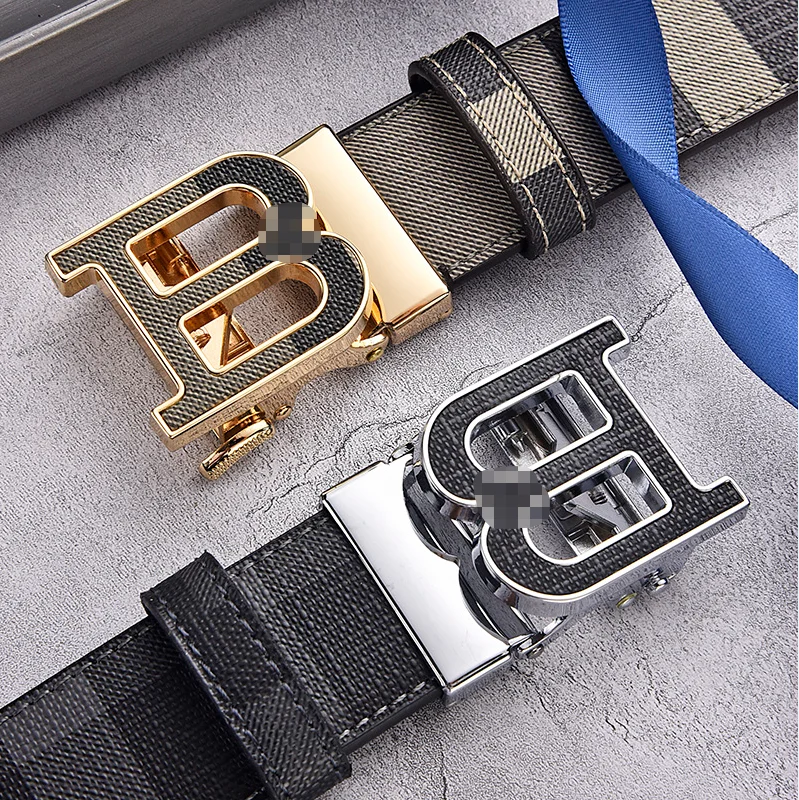 high quality leather belt Z buckle plaid leather belt luxury Business Automatic belts leather men genuine