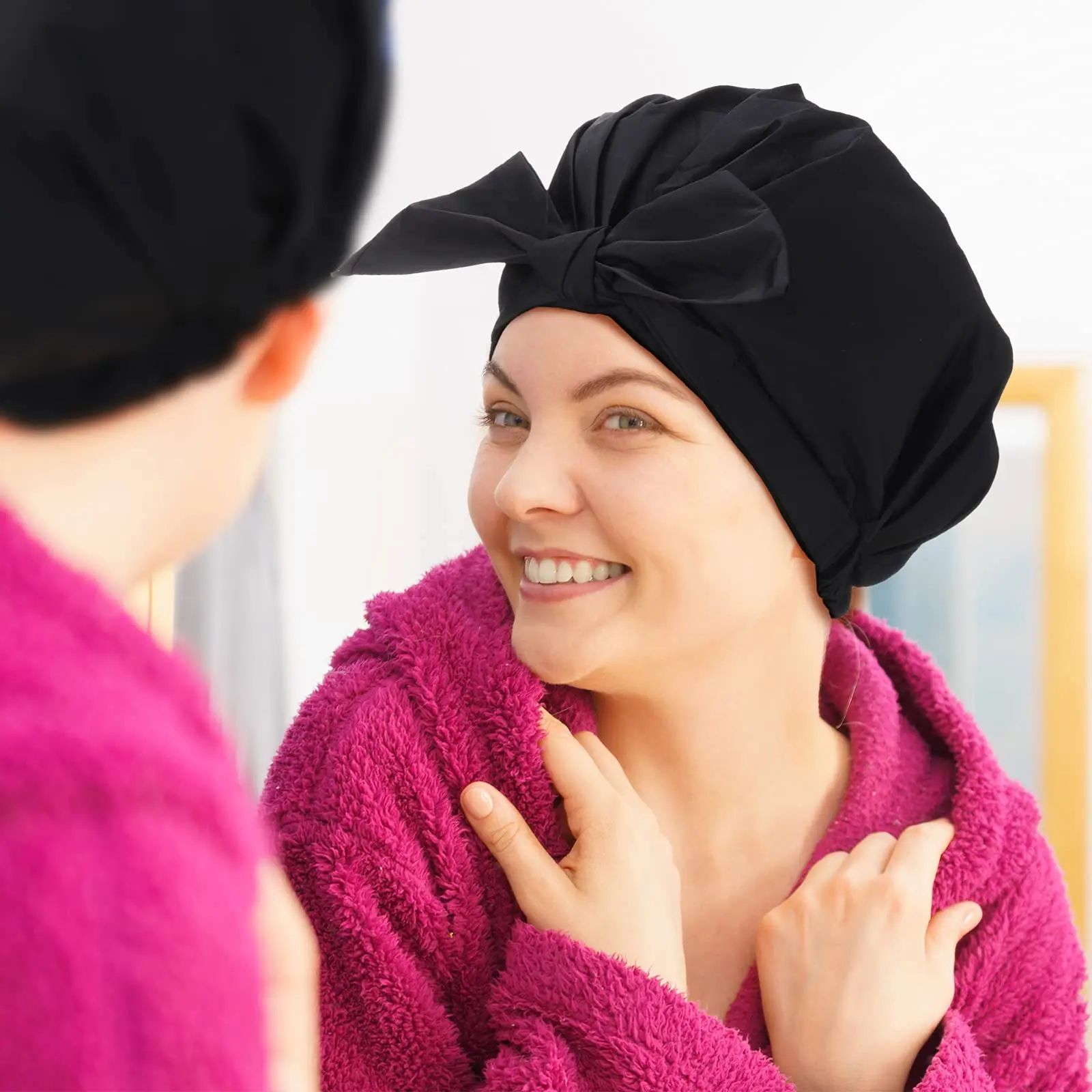 YSD Shower Cap Waterproof Luxury Shower Caps for Women Reusable Bath Hair Cap Fashion Shower Hat with Elastic