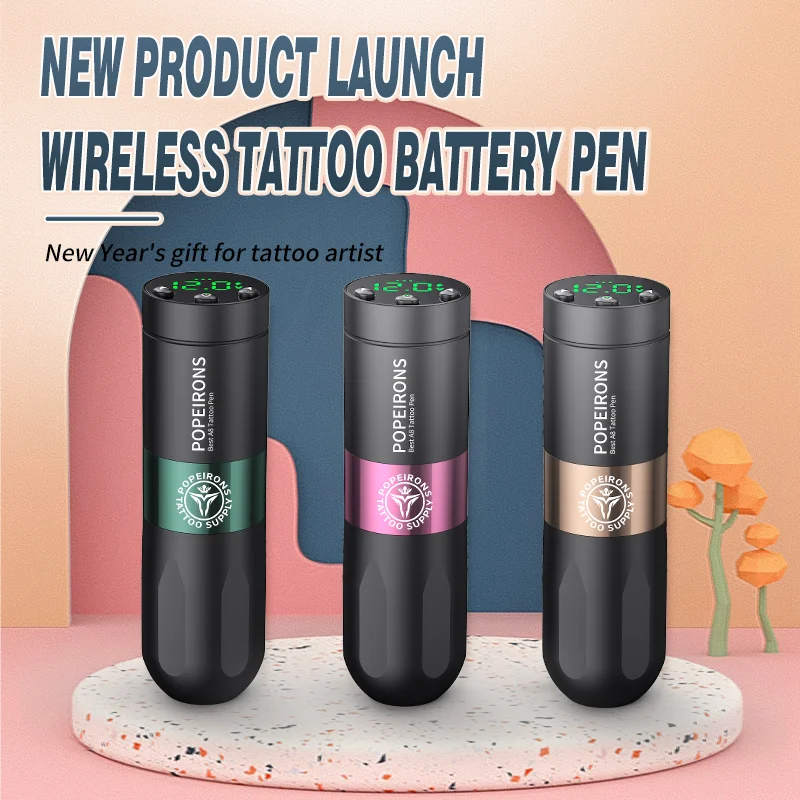 POPEIRONS Best A8 Professional rotary tattoo pen machine wireless portable pen Support customized logo