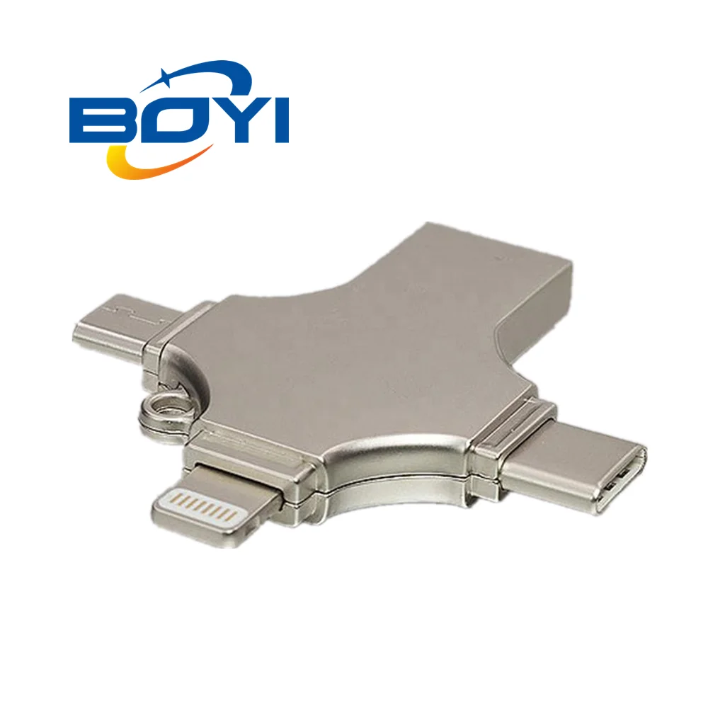 Boyi High Speed Usb Flash Drive 4 In 1 Type C Memory Stick 3.0 Ios Micro Android Otg Pen Drive 64gb