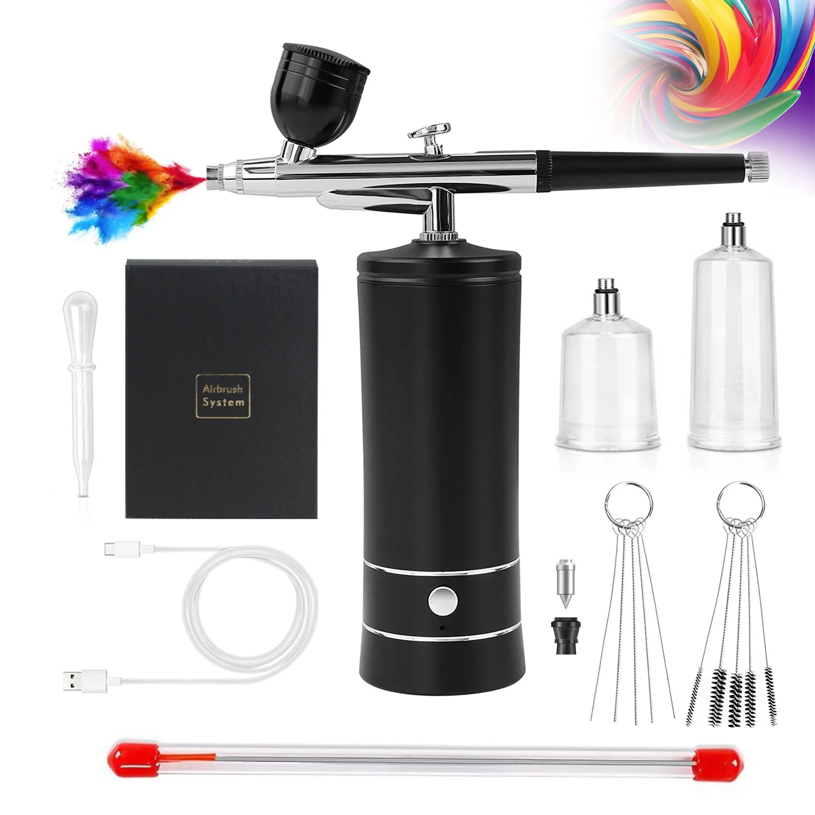 Foretrend Custom New Makeup Airbrush Machine Spray Gun Facial Airbrush Set Nail Airbrush For Make Up Nail Art Paint