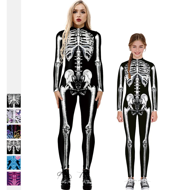 New Arrivals Skull 3D Printing Bodysuit Jumpsuit Home Matching Family Clothing Set Mommy And Me Outfits