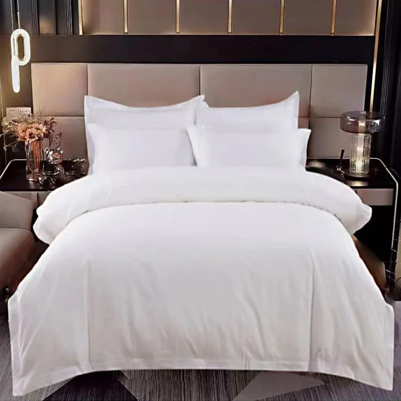 Four-Piece White Cotton Bedding Set Quality Five-Star Hotel Style Quilt Cover Sheets for Modern B&B and Hotels