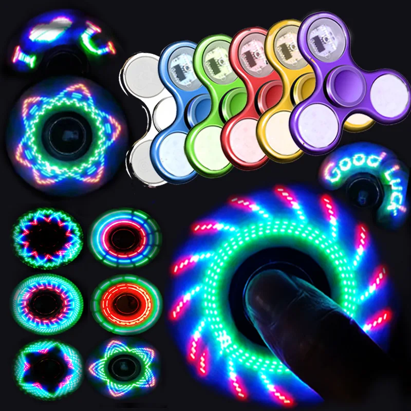 Light Up Spinner Glow in The Dark Party Supplies LED Luminous Flash Decompression Finger Hand Fidget Spinner for Stress Relief