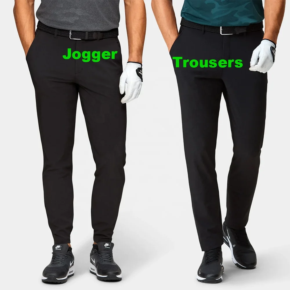 Custom OEM Logo Mens Recycled Dry Slim Fit Golf Wear Pants Four Way Stretch Lightweight Polyester Spandex Golf Jogger Trousers