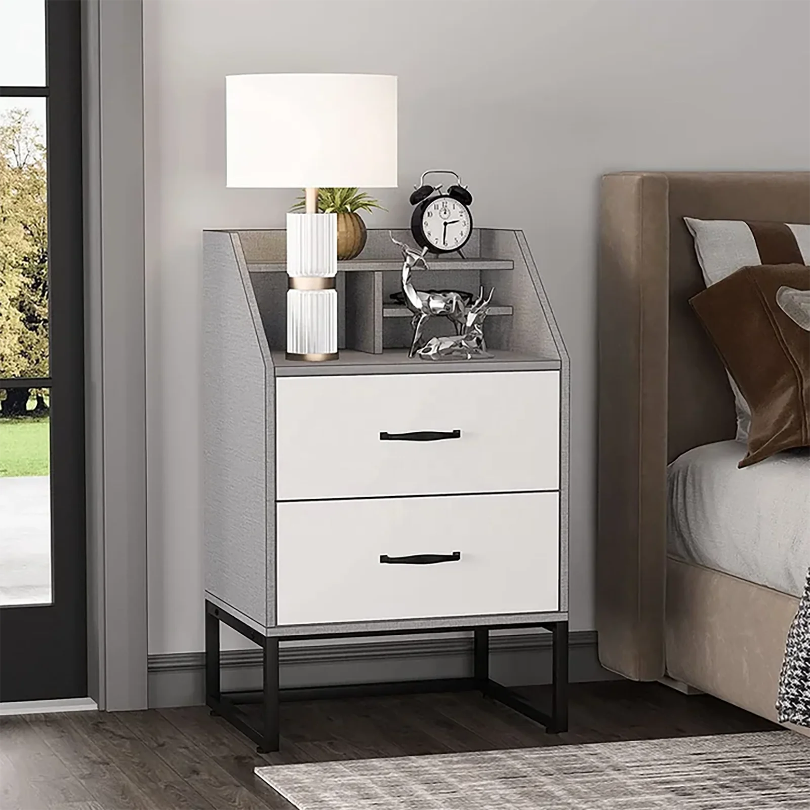 Wooden  Bedside  Table  Night Stand Modern  Side Table for Bedroom Bedside