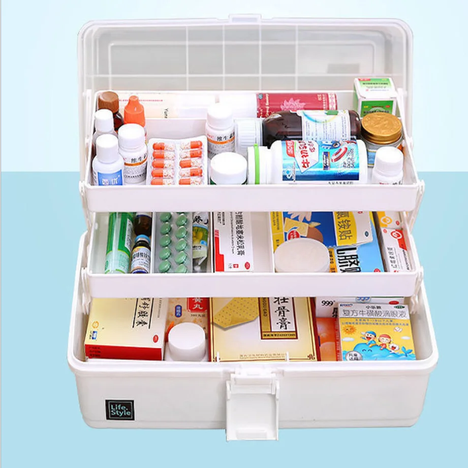 HOUSEHOLD PP material portable storage medicine box, outdoor home multi-storey storage medicine box