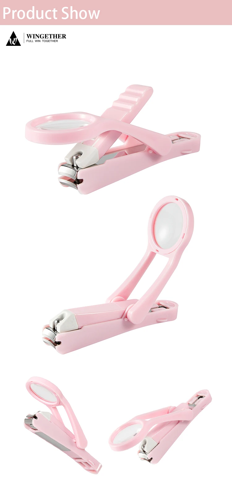 Wingether Amazon Hot Sell In Stock Professional Stainless Steel Magnifier Nail Clipper Nail Clipper Nail Cutter Clipper