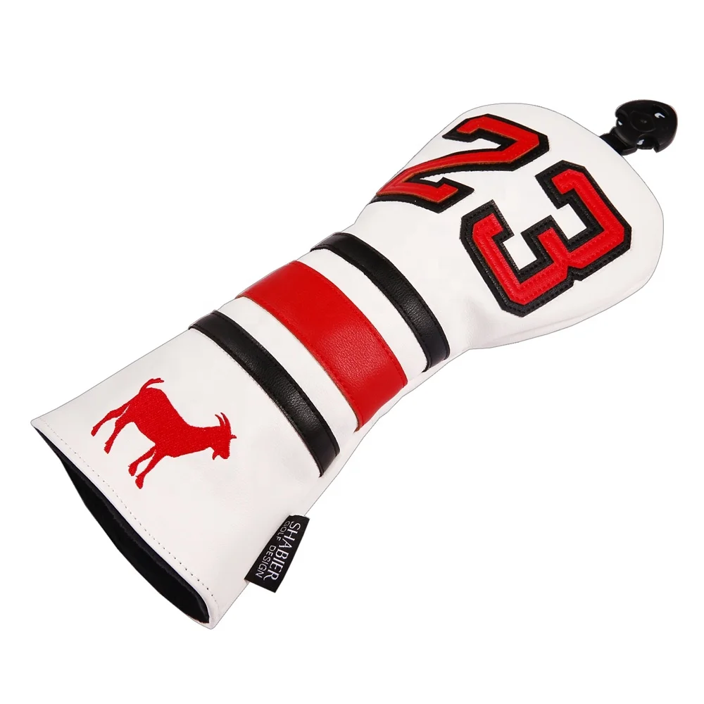 Drop-Shipping White PU Leather Number GOAT 23 Applique Goat Golf Cover Golf Club Fairway Wood Headcover