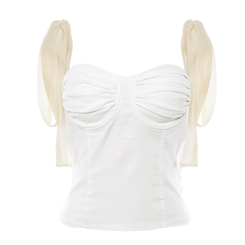 CHICEVER пикантные белые женские топы без рукавов Бандажное короткая майка на бретелях модная Корейская 2019; Сезон лето