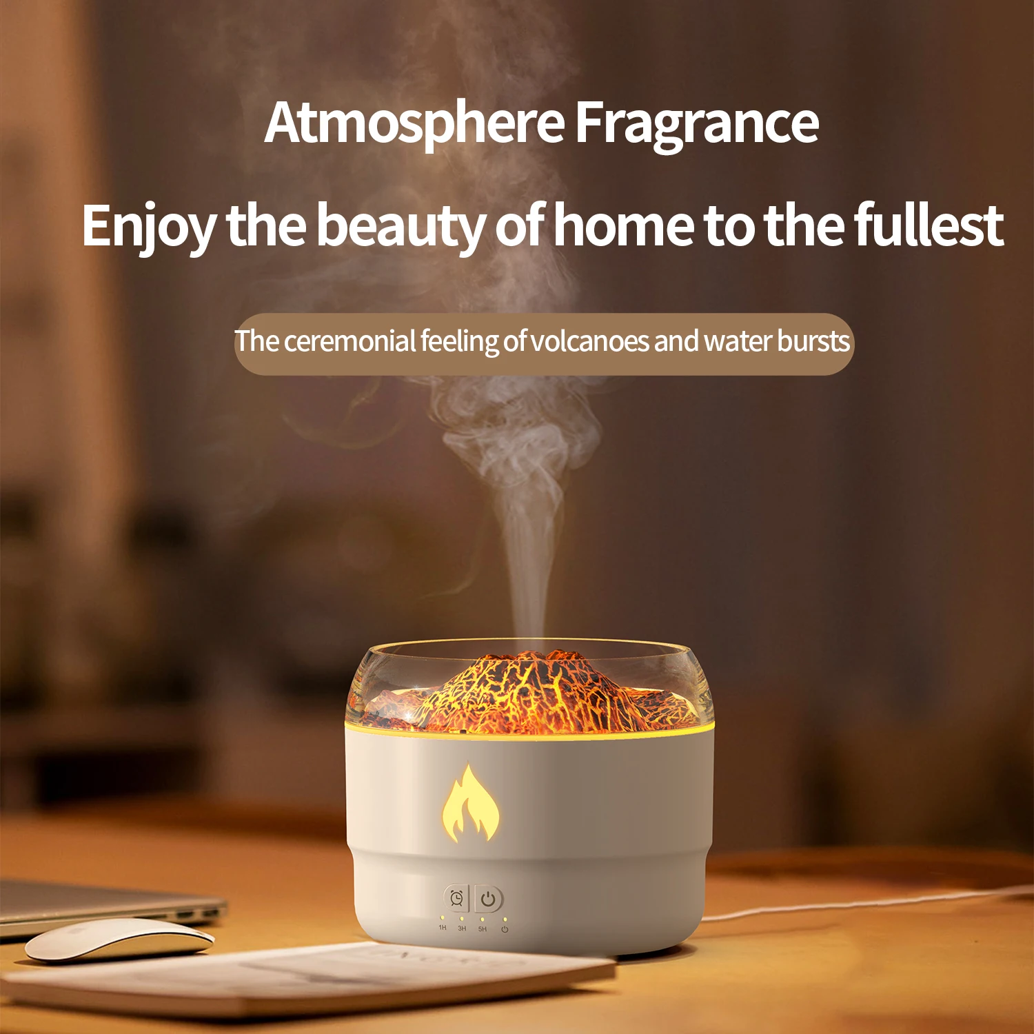 Colorful Flame Humidifier Home Usb Simulation Volcano Atomizer Large Capacity Humidifier