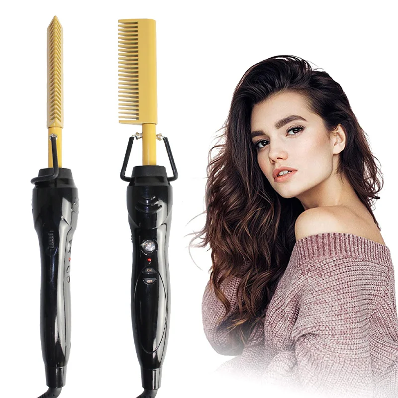 Wholesale Custom Private Label Copper Hot Comb Electric High Temperature Hair Straightener Bling Hot Comb