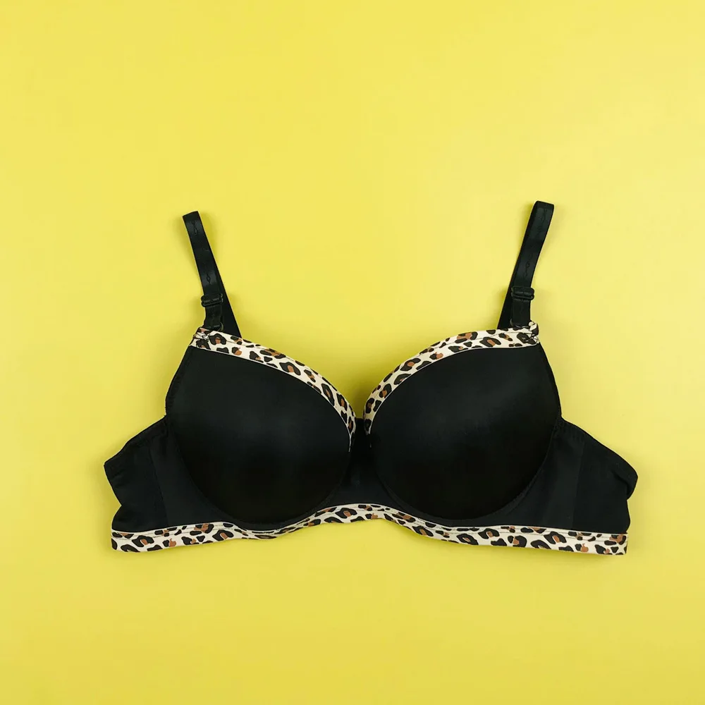 leopard print beautiful back sexy bra glossy underwire thick cup gathered anti sag lingerie wholesale