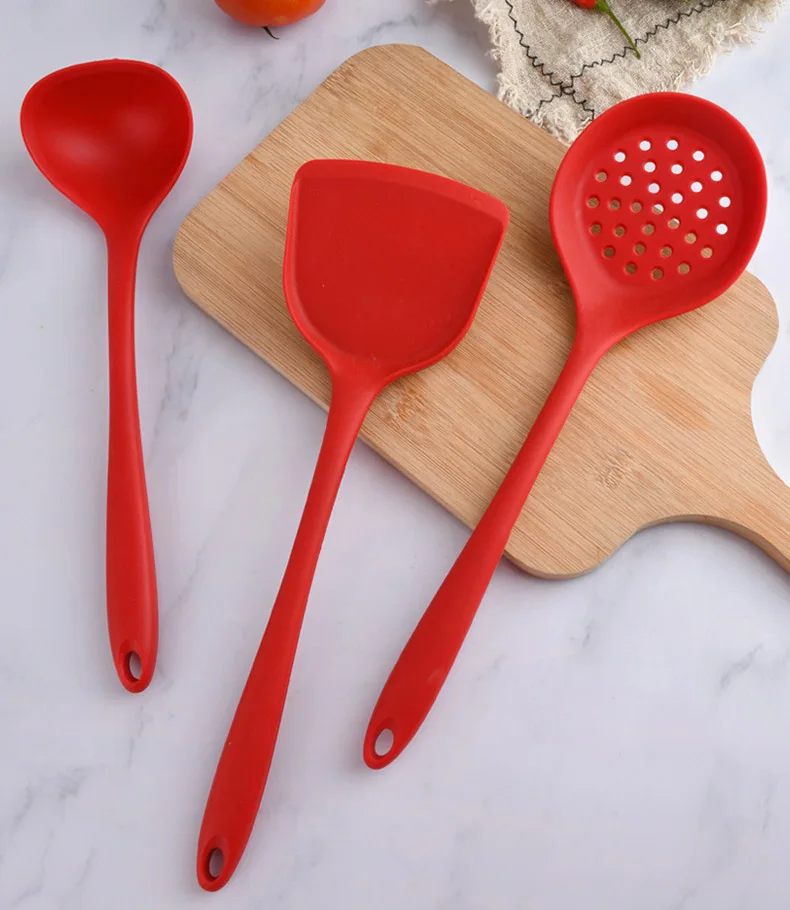 Custom Logo 6pcs Kitchen Gadgets Utensils Set Large Silicone Spatula Soup Ladle Pasta Server Cooking Utensils Set