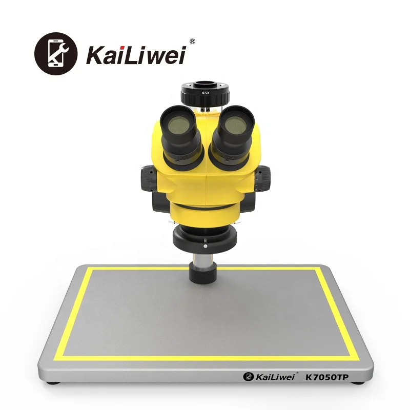 Kailiwei Industrial Trinocular Stereo Microscope Magnification Continuous Zoom 7X - 50X  with big base