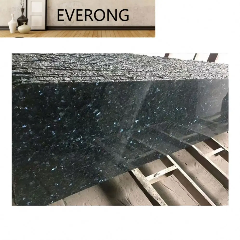 Surface Polish Flamed Granite Countertop Slab Galaxy Emerald Pearl Green Granite Stone