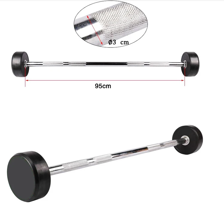 New innovative fitness barbell training  rubber  barbell straight  curving barbell