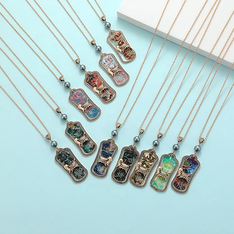  Personalized Gold Plated Jewelry Fashion Charm Alien Hawaiian Acrylic Necklace Earrings For