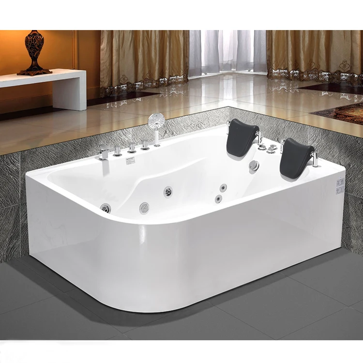 High quality white bathroom pillow tub bathtubs whirlpools massage big massage bathtub for 2 person