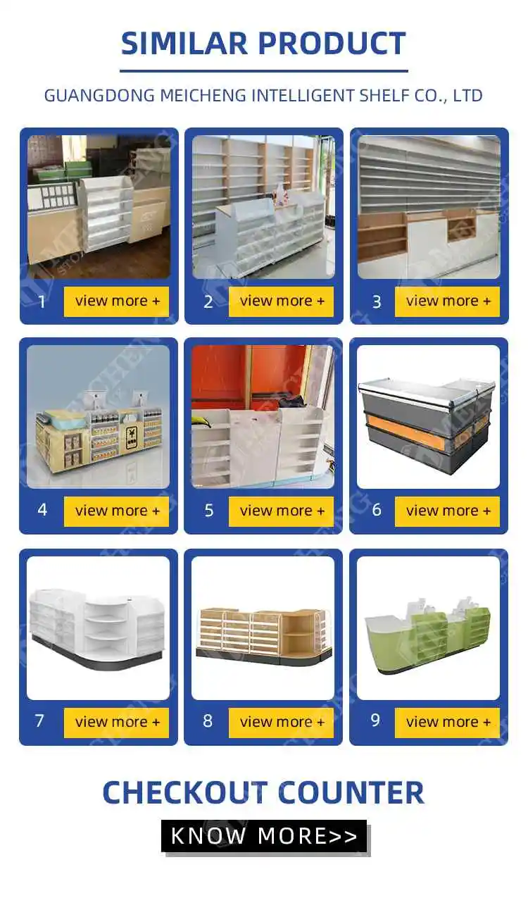 Supermarket Checkout Counter Equipment Shop Cash Counter Fashion Wood Checkout Counter Meicheng