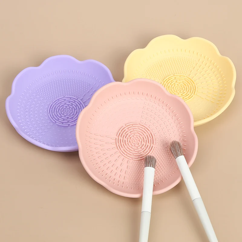 2 in 1 Mini New Arrival Drying Rack Stand Holder Paint Make Up Tool Cleansing Pads Mat Bowl Silicone Makeup Brush Cleaner