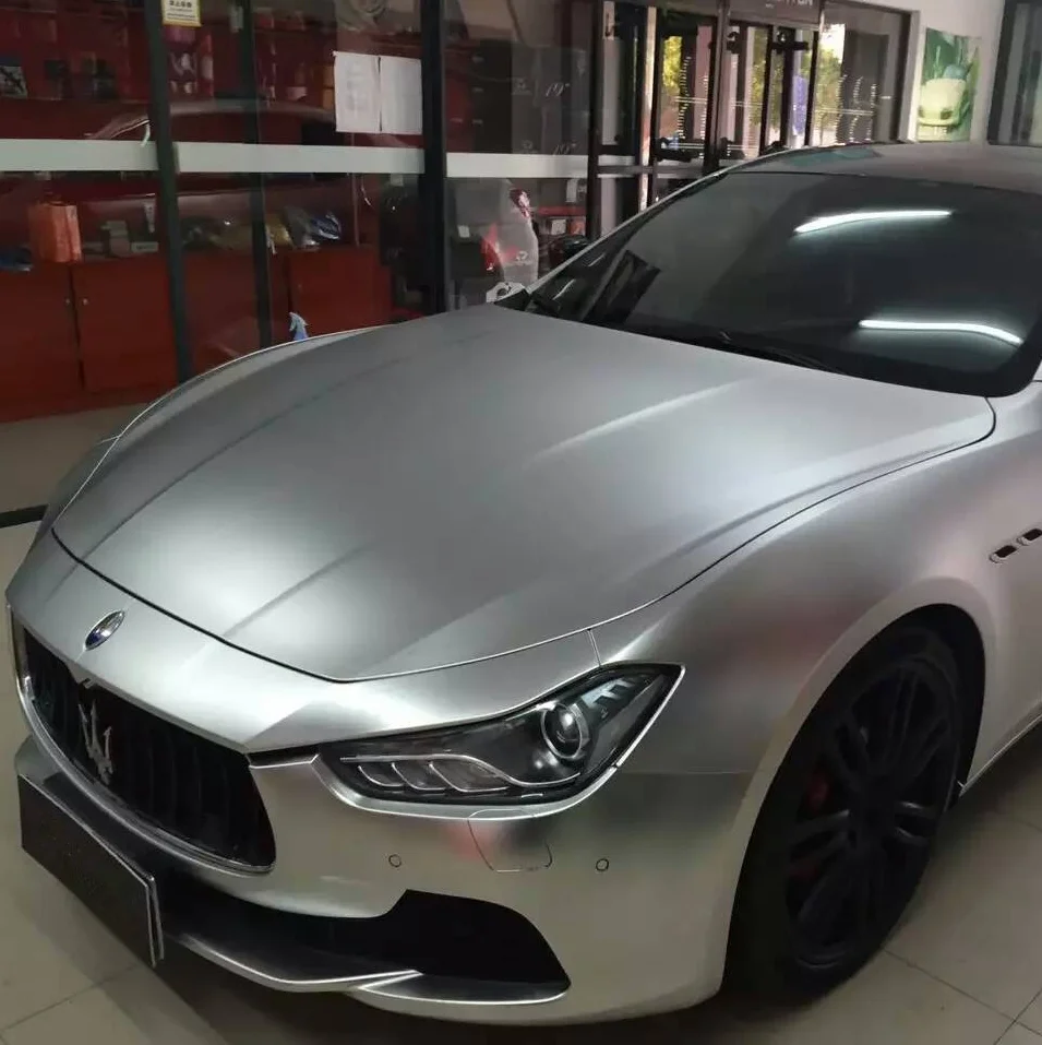 Fast Logistics Delivery 1.52*18m/5*59FT Silver Stain Matte Chrome Metallic Car Decoration Vinyl Sticker