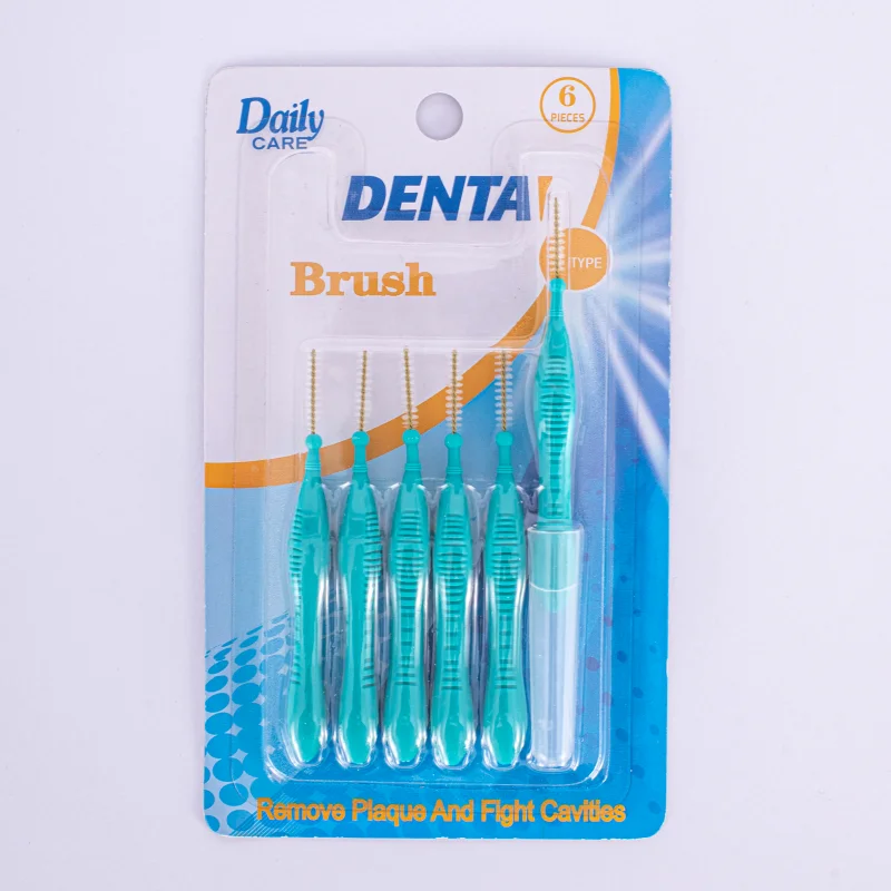 Round tip EVA interdental brush for deep cleaning in home oral care.