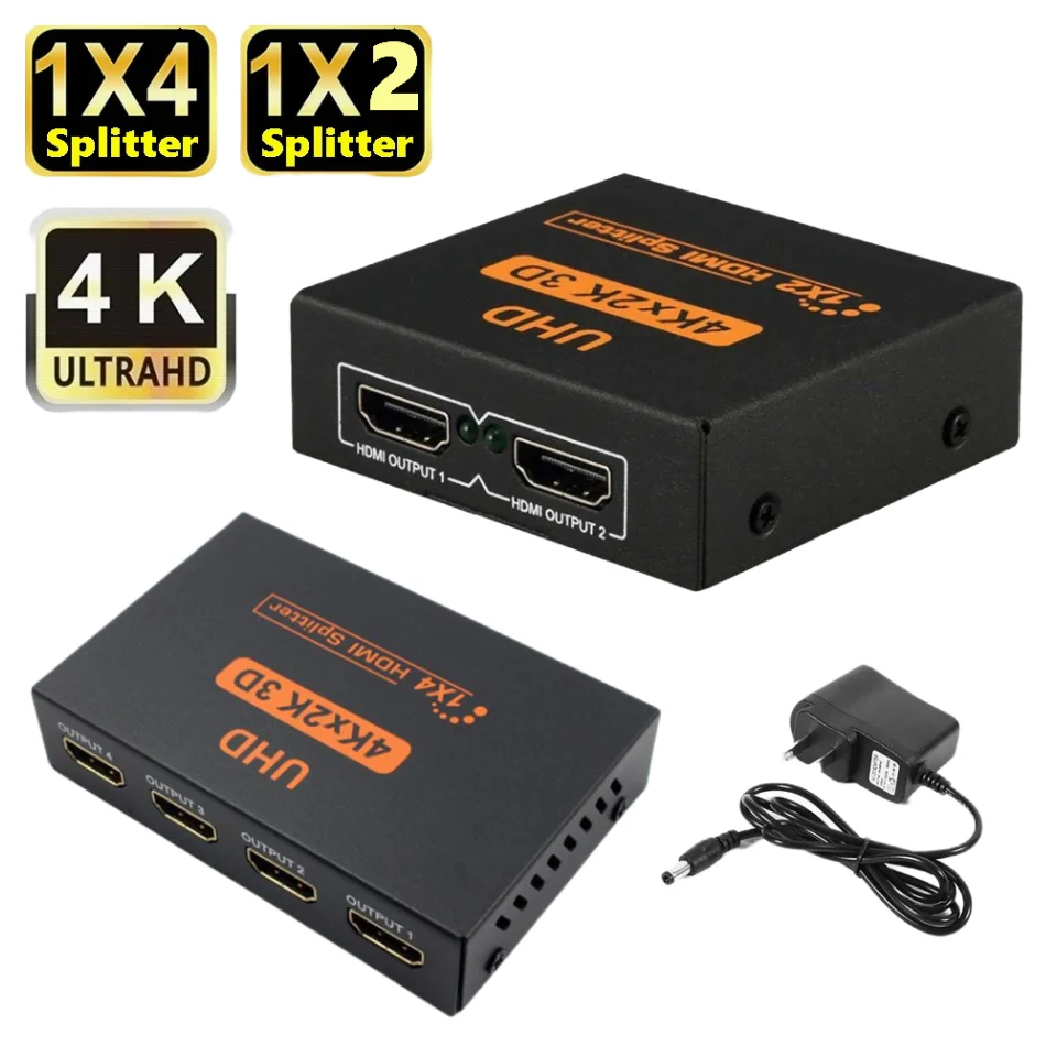 4K Ultra HD 4 порта HDMI сплиттер 1X2 1X4 1 в 2 выхода видео концентратор ретранслятор усилитель для PS5 PS4 монитор ноутбука ПК ТВ